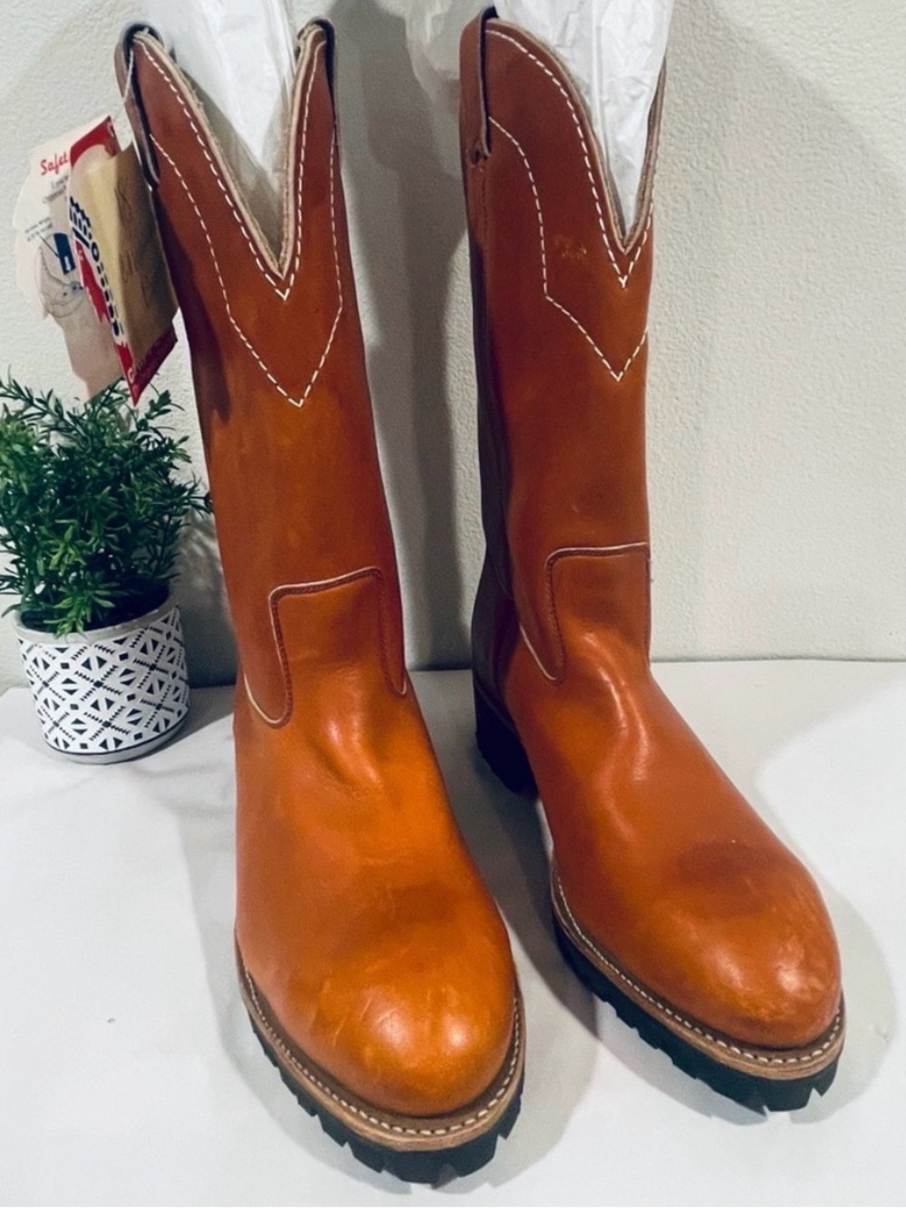 NWT! Chippewa Leather Cowboy Work Boots|Safety Toes | Vibram Soles | Sz 9.5D